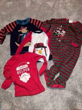 Kids Holiday Pajama Tops - Red, Green & Navy Mix